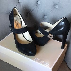Michael Kors black maryjane pumps with MK strap